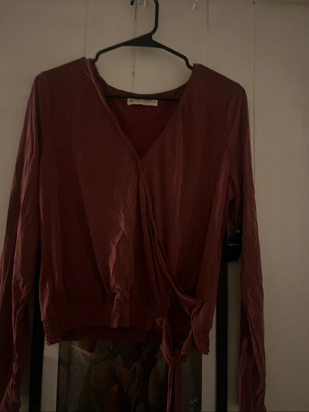 Lucky Brand Rust Wrap Blouse with Side Tie